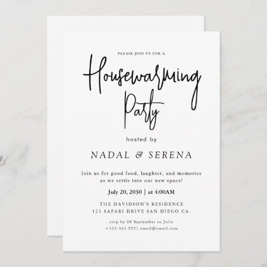 Minimalistische moderne elegante housewarming part kaart (Voorkant / Achterkant)