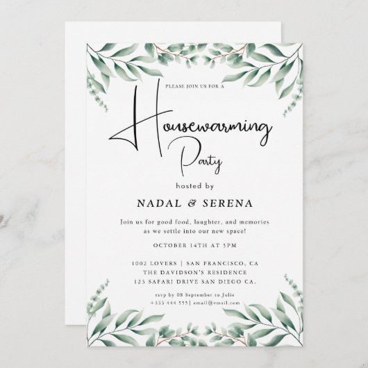 Minimalistische moderne elegante housewarming part kaart (Voorkant / Achterkant)