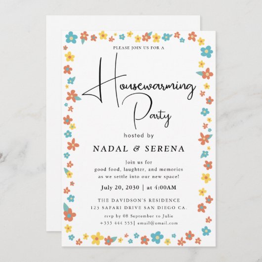 Minimalistische moderne elegante housewarming part kaart (Voorkant / Achterkant)