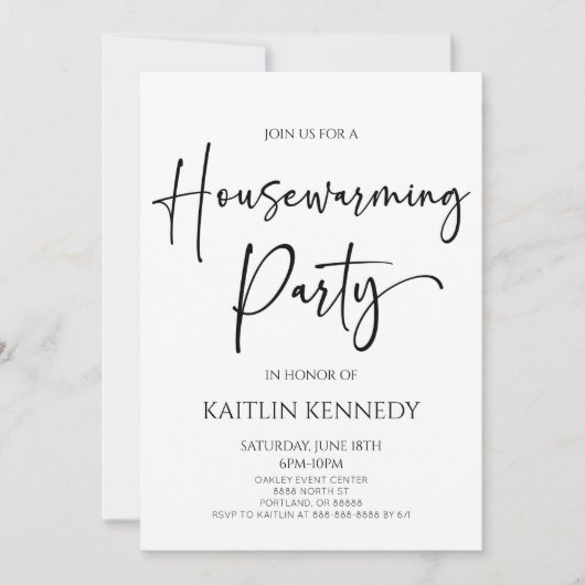 Minimalistische moderne elegante housewarming part kaart (Voorkant)