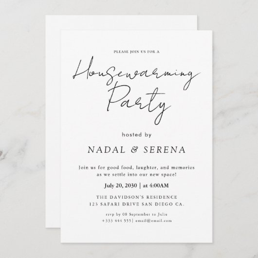 Minimalistische moderne elegante housewarming part kaart (Voorkant / Achterkant)