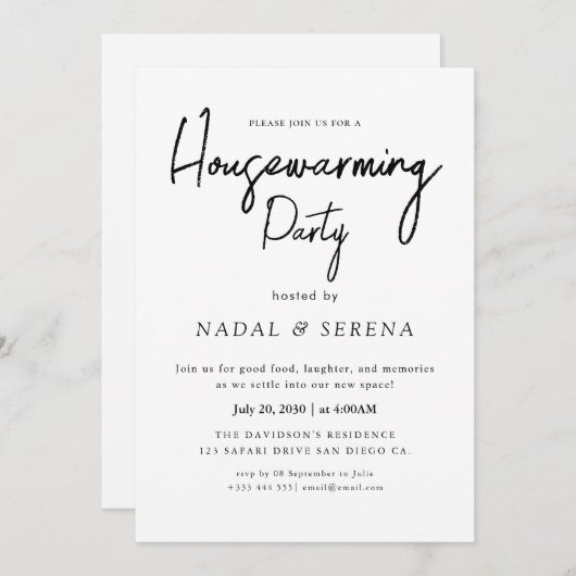 Minimalistische moderne elegante housewarming part kaart (Voorkant / Achterkant)