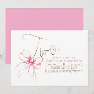 Minimalistische Moderne Elegante Roze Strik 2e Ver Kaart