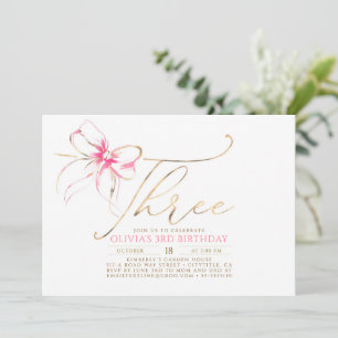 Minimalistische Moderne Elegante Roze Strik 3e Ver Kaart
