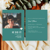 Minimalistische Moderne Elegante Teal Afstudeerfot