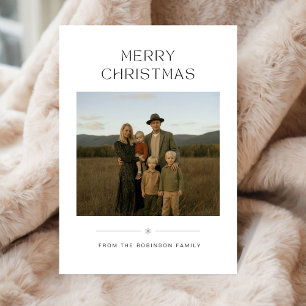 Minimalistische moderne familie kerstfotokaart feestdagenkaart