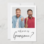 Minimalistische moderne foto bruidsjonker voorstel kaart (Voorkant)