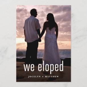 Minimalistische moderne foto elopement-feestuitnod kaart