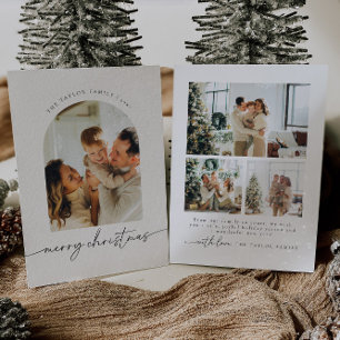 Minimalistische moderne foto familie kerst Kaart