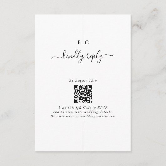 Minimalistische moderne foto inline monogram bruil informatiekaartje (Voorkant)