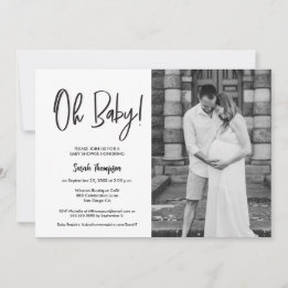 Minimalistische moderne foto Oh Baby shower Kaart