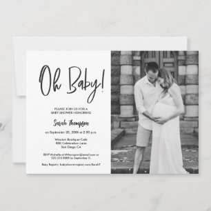 Minimalistische moderne foto Oh Baby shower Kaart