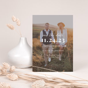 Minimalistische moderne foto-overlay save the date