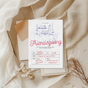Minimalistische moderne Friendsgiving-dinerfeest Kaart