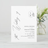 Minimalistische moderne gebladerte Monogram Crest  Kaart (Staand voorkant)