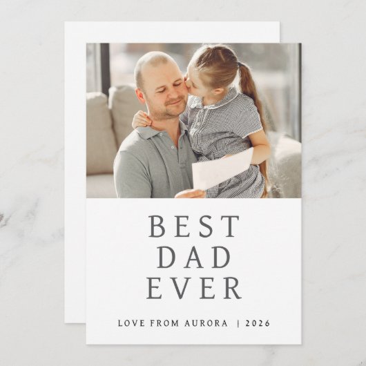 Minimalistische moderne gelukkige vaders dag 1 fot feestdagenkaart (Voorkant / Achterkant)