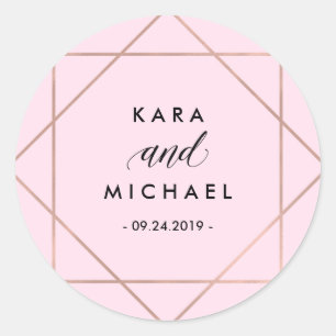 Minimalistische moderne geometrische blush roze br ronde sticker