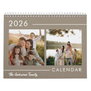 Minimalistische moderne gezelfsfoto 2026 kalender