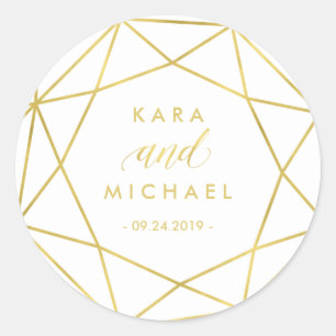 Minimalistische moderne gouden geometrische diaman ronde sticker