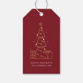Minimalistische moderne gouden kerstboom rood cadeaulabel (Achterkant)