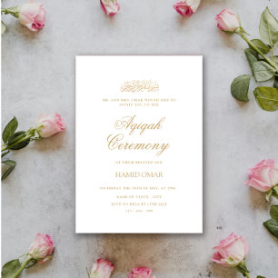Minimalistische moderne gouden script Baby Aqiqah Kaart