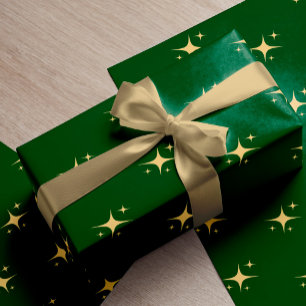 Minimalistische moderne gouden sterren groen kerst cadeaupapier