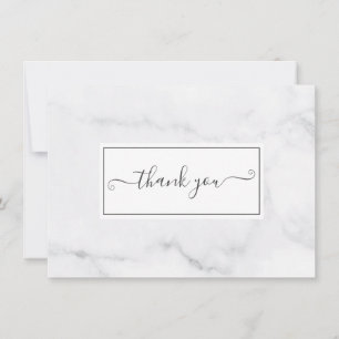 Minimalistische moderne grijze marmeren script bedankkaart
