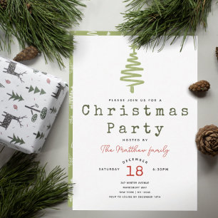 Minimalistische moderne groene typemachine kerstbo kaart