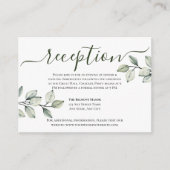 Minimalistische moderne groene + witte bruiloft re informatiekaartje (Voorkant)