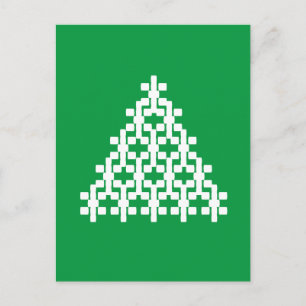 Minimalistische moderne groene witte kerstboom briefkaart
