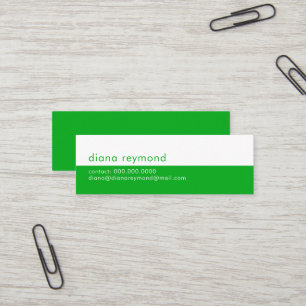 Minimalistische moderne half groene en witte eenvo mini visitekaartje