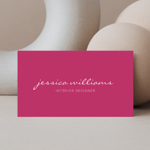 Minimalistische moderne handgeschreven magenta visitekaartje