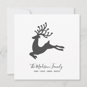 Minimalistische moderne herten silhouet familie ke feestdagenkaart