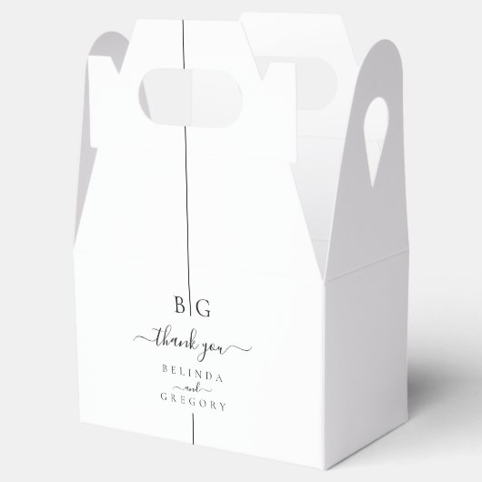 Minimalistische moderne inline monogram bruiloft bedankdoosjes (Geopend)