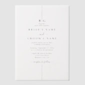 Minimalistische moderne inline monogram bruiloft vellum uitnodigingen (Voorkant)