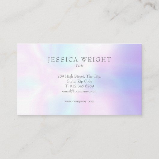 Minimalistische Moderne Iridescente Professional Visitekaartje (Achterkant)