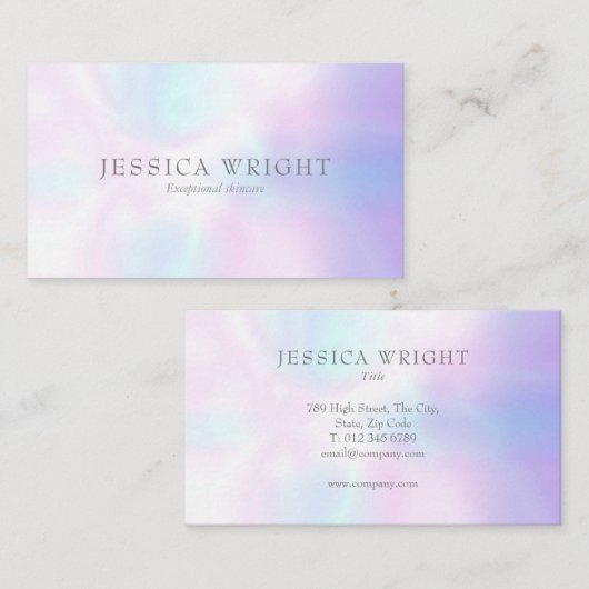 Minimalistische Moderne Iridescente Professional Visitekaartje (Voorkant / Achterkant)