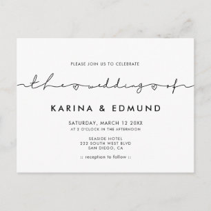Minimalistische moderne kalligrafie bruiloft uitno briefkaart