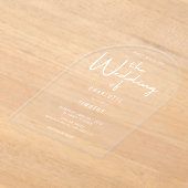 Minimalistische moderne kalligrafie Casual trouwbo Acryl Uitnodigingen (Laagn)