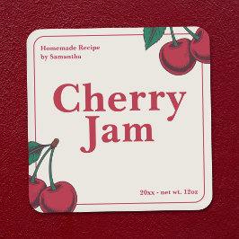 Minimalistische & Moderne Kersenjam Label Sticker
