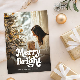 Minimalistische moderne kerstfoto stijlvolle famil feestdagenkaart