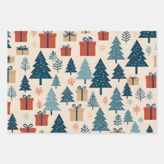 Minimalistische moderne kerstpictogrammen inpakpap inpakpapier vel