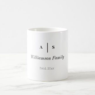 Minimalistische moderne koppels Monogram trouwdatu Koffiemok