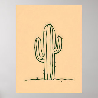 Minimalistische moderne kunst.Desert Oasis Line Ar Poster