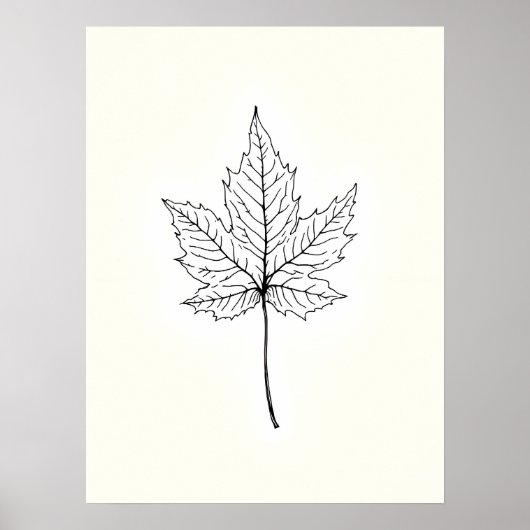 Minimalistische moderne kunst .Single Maple Leaf L Poster (Voorkant)