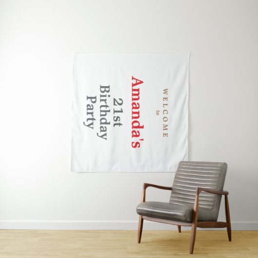 Minimalistische moderne leuke verjaardagsfeestje wandkleed (In Situ (horizontaal))