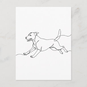 Minimalistische moderne lijntekening van een hond briefkaart