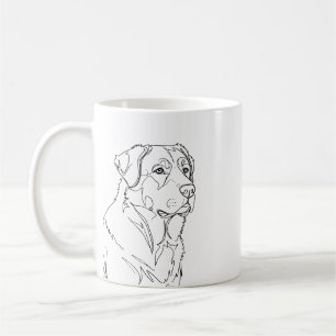 Minimalistische moderne lijntekening van een hond koffiemok