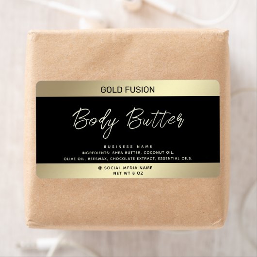 Minimalistische moderne luxe script zwart gouden l etiket (Insitu)