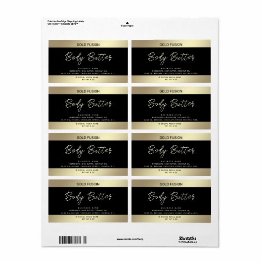 Minimalistische moderne luxe script zwart gouden l etiket (Full Sheet)